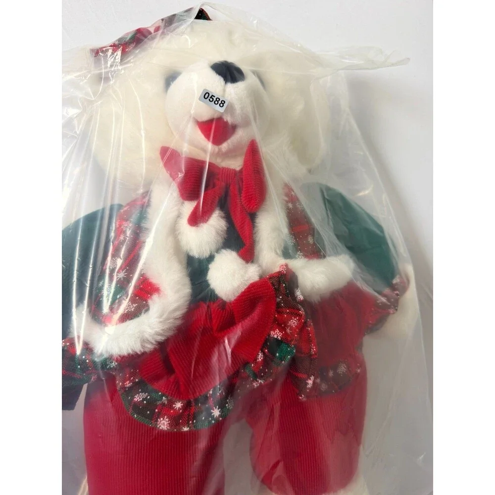 Vintage Snowflake 1994 White Christmas Teddy Bear Plush Holiday Dress 15in